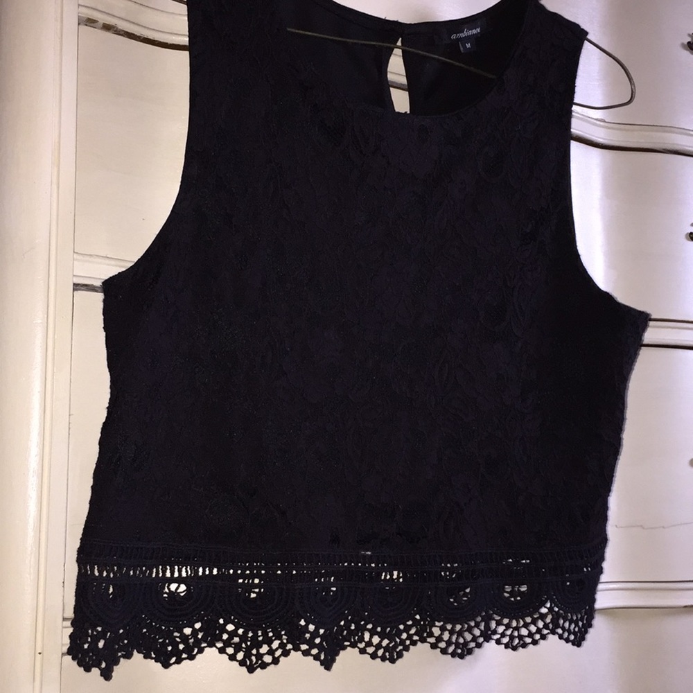 Black lace cropped shirt